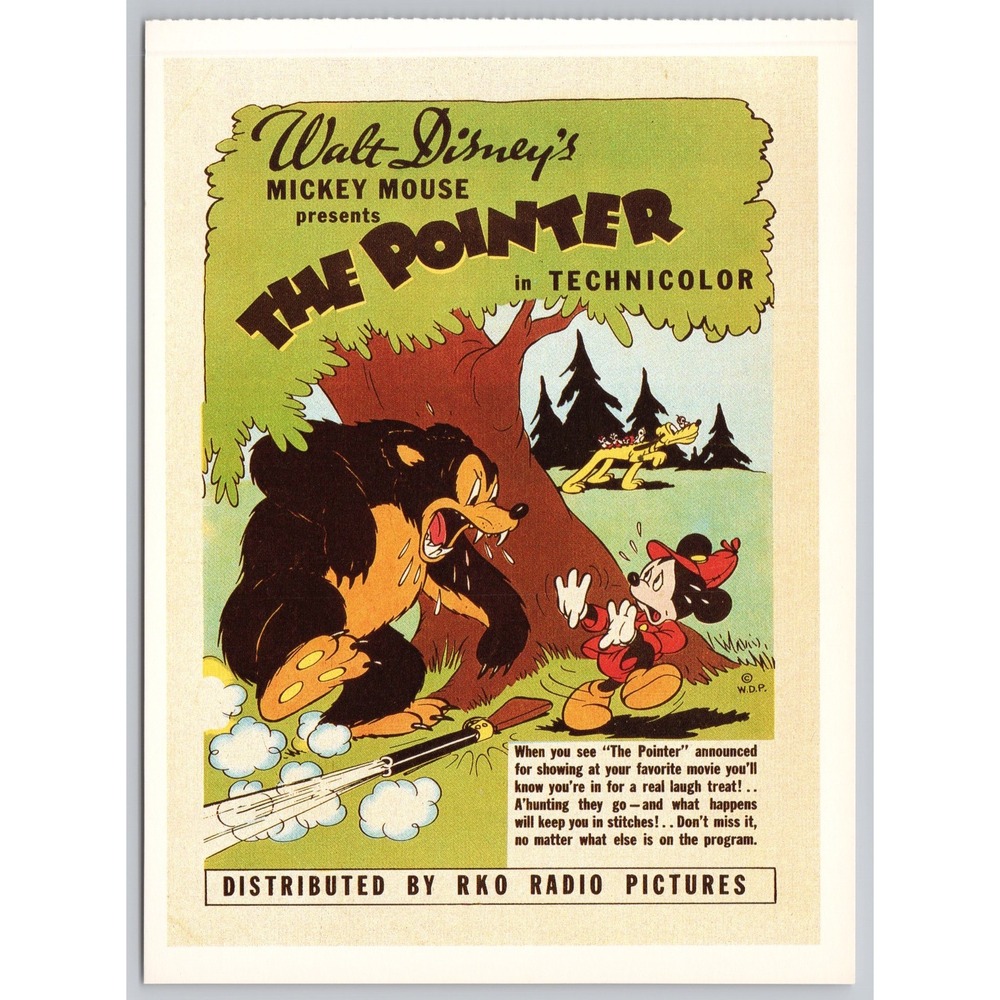 Vintage Walt Disney's Mickey Mouse Postcard To Send or Frame - The Pointer 1939